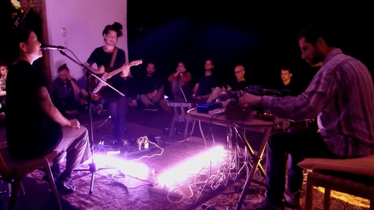 Audrey Chen, Philipp Eden and Joaquin Ortega performing at Raumschiff in Linz, Austria. 